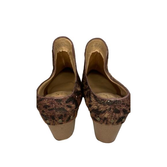 Comfort Cheetah Print Chunky Heel Open Back Shoes Size 7 - Picture 6 of 7